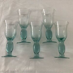 Pier 1 Aqua Glass Goblet Set of 5.